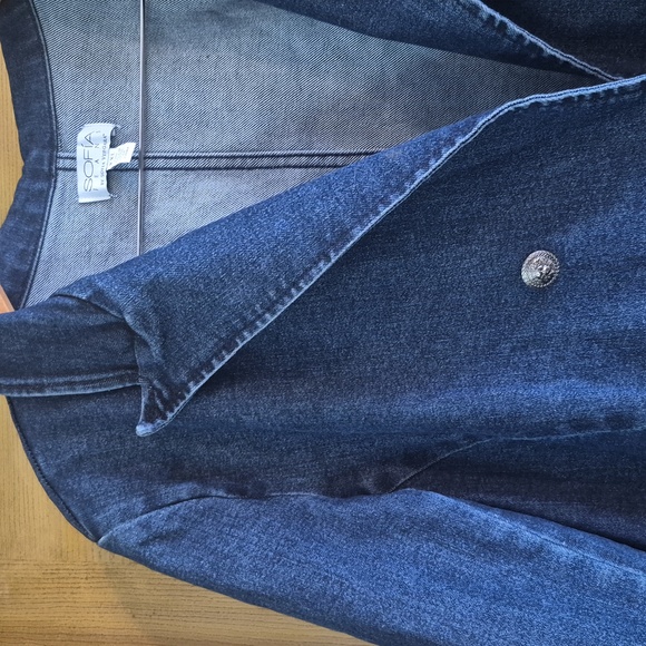 Sofia by Sofia Vergara Denim Jacket Collared Front Short Pockets XXL 20 Coastal - Picture 3 of 12